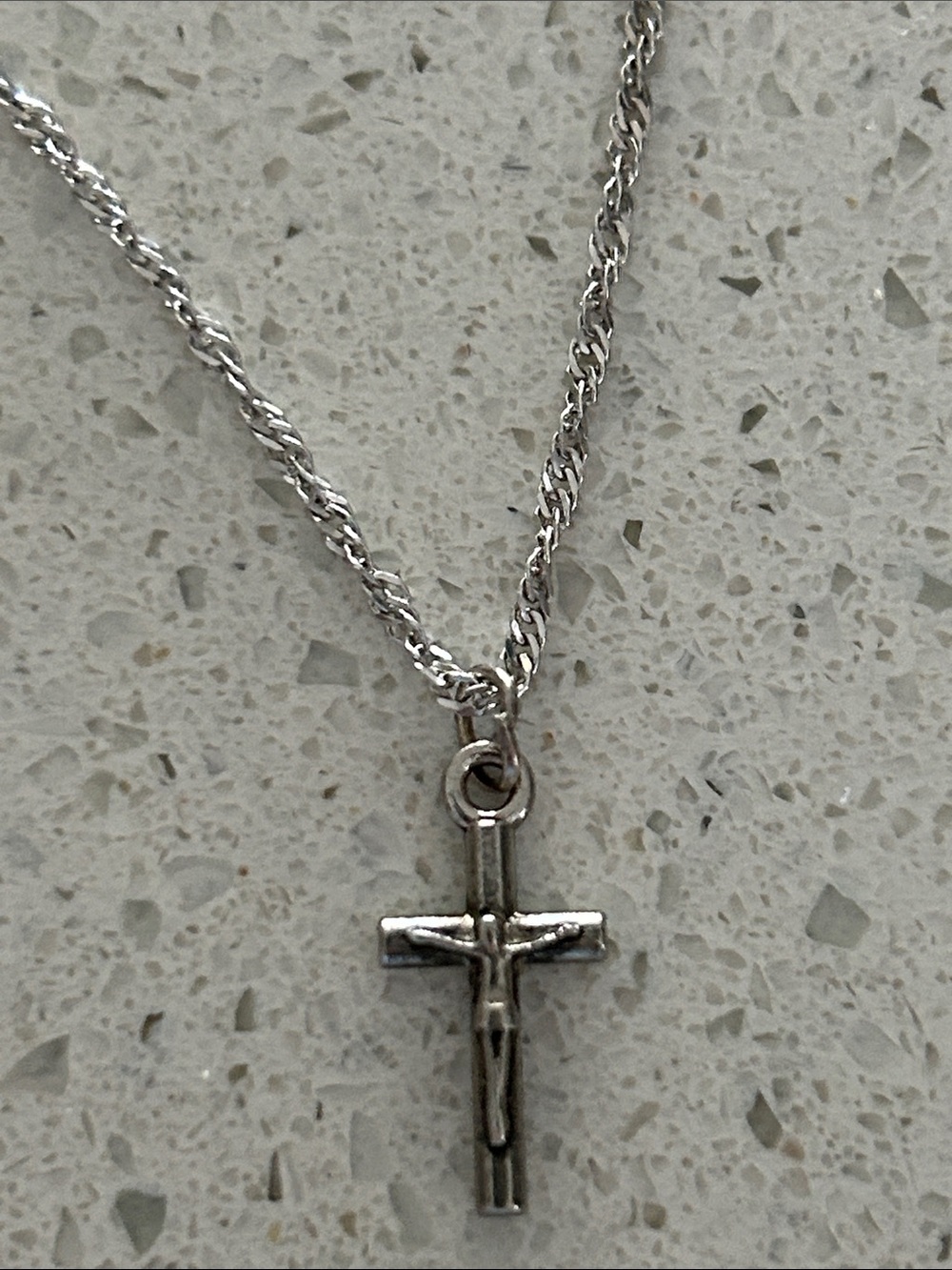 Sterling Silver Italian Chain Necklace 16” with Cross Pendant - Picture 7 of 7